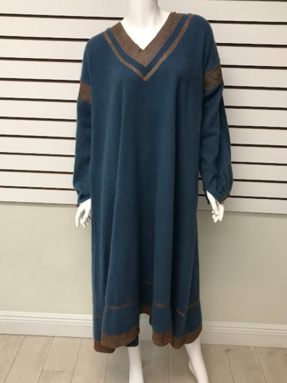 Roberto Cavalli Tunic Dress Angora Leather Accents Made in Italy Small